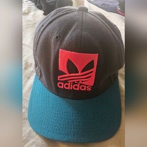 Adidas Black and Teal Cap with Pink Logo